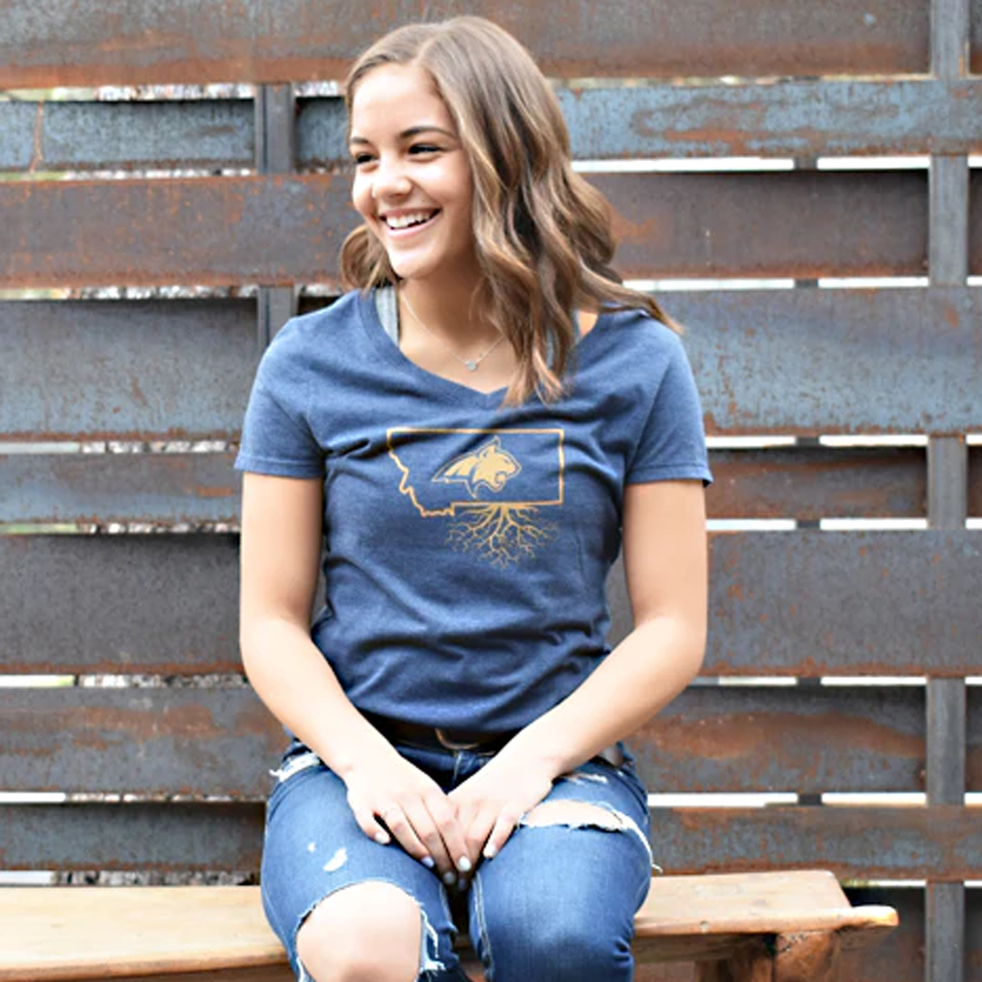 MSU Bobcat Women's V-Neck Tee