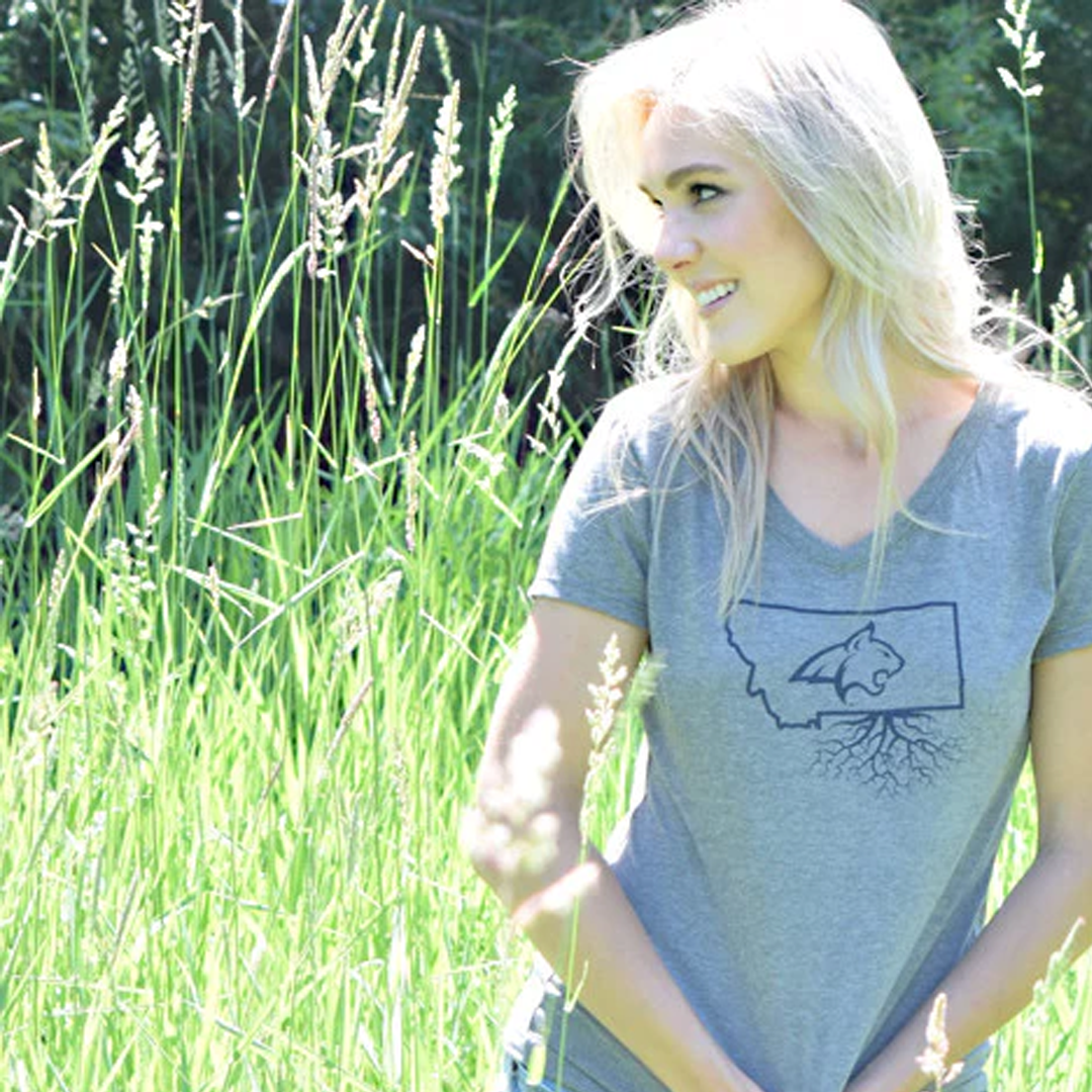 MSU Bobcat Women's V-Neck Tee