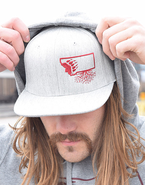 Griz Paw Flexfit Snapback Hat | Flatbill Hat | Grizzly Accessories – My  Montana Roots